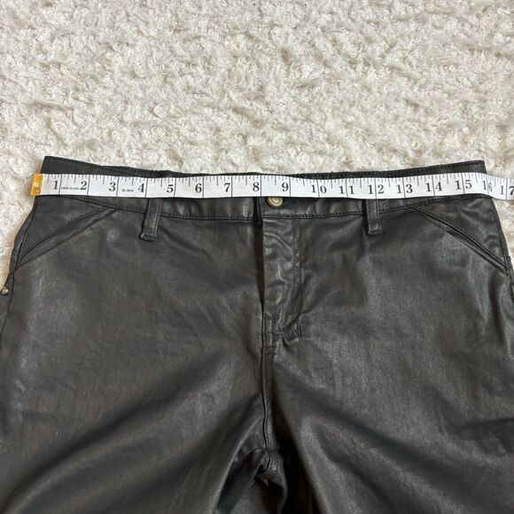 COTELAC Womens Sz 2 Black Mid-Rise Straight-Leg Coated Moto Jeans Zip Up Ankles - Picture 7 of 11